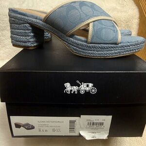 Coach Denim Blue Espadrille Sandals